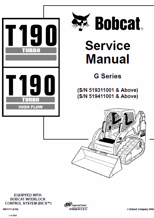 Bobcat T190 Turbo and Turbo High Flow Track Loader Service Manual