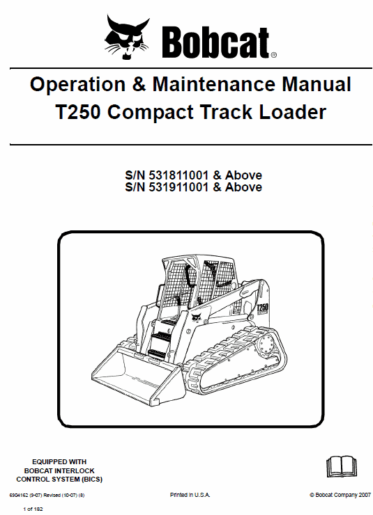 Bobcat T250 Loader Service Manual