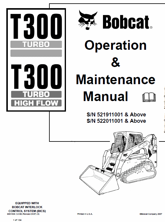 Bobcat T300 Turbo, T300 Turbo High Flow Service Manual