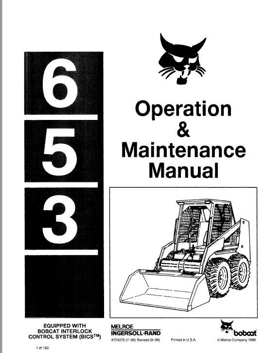 Bobcat 653 Skid-Steer Loader Service Manual