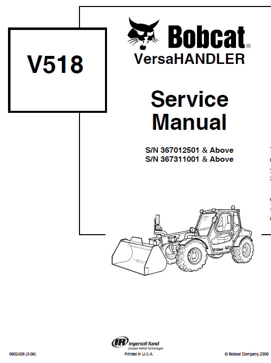 Bobcat V518 VersaHANDLER Telescopic Service Manual