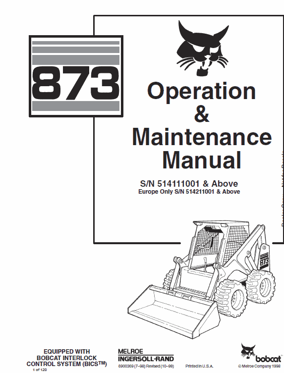 Bobcat 873 Skid-Steer Loader Service Manual