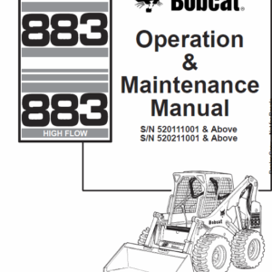 Bobcat 873 and 883 G-Series Skid-Steer Loader Service Manual