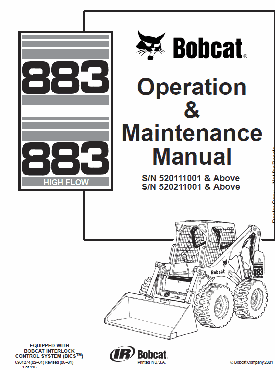 Bobcat 873 and 883 G-Series Skid-Steer Loader Service Manual