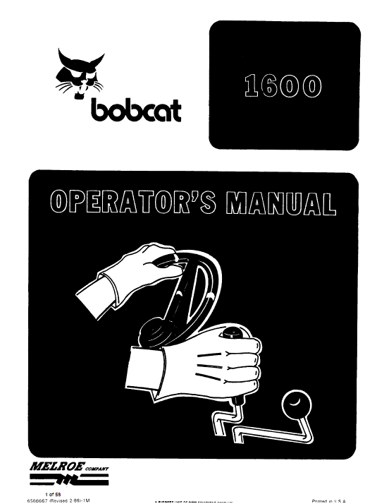 Bobcat 1600 Loader Service Manual