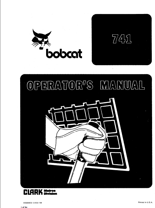 Bobcat 741, 742 and 743 Skid-Steer Loader Service Manual