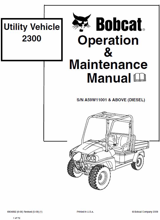 Bobcat 2200, 2200s and 2300 Utility Vehicle Service Manual