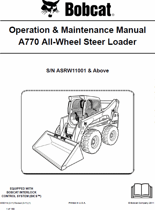 Bobcat A770 Skid-Steer Loader Service Manual