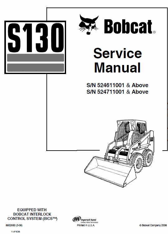 Bobcat S130 Skid-Steer Loader Service Manual