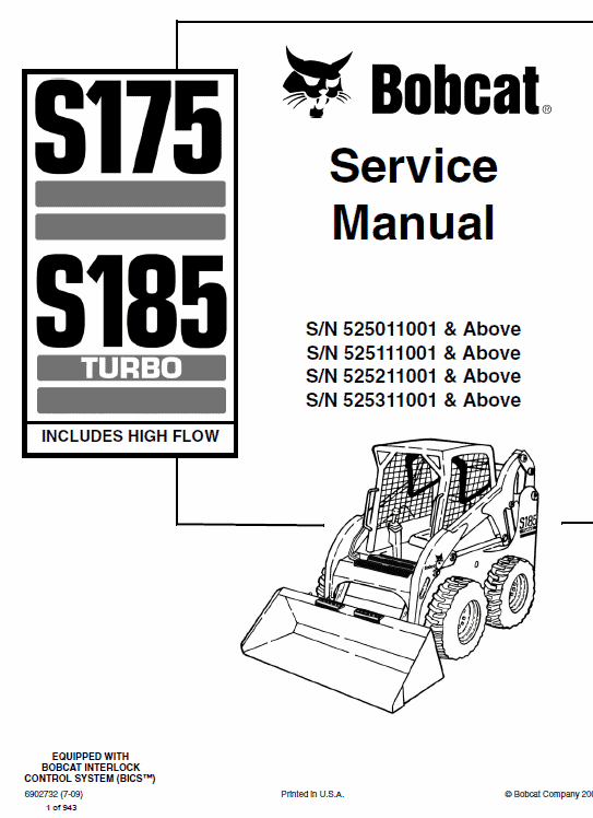 Bobcat S175 and S185 Skid-Steer Loader Service Manual