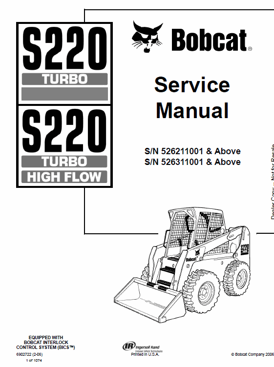 Bobcat S220 Turbo Skid-Steer Loader Service Manual