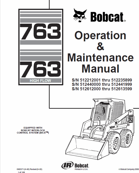 Bobcat 763 and 763HF Skid-Steer Loader Service Manual