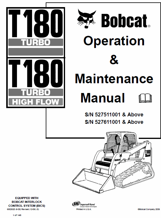 Bobcat T180 Turbo, T180 Turbo High Flow Loaders Service Manual