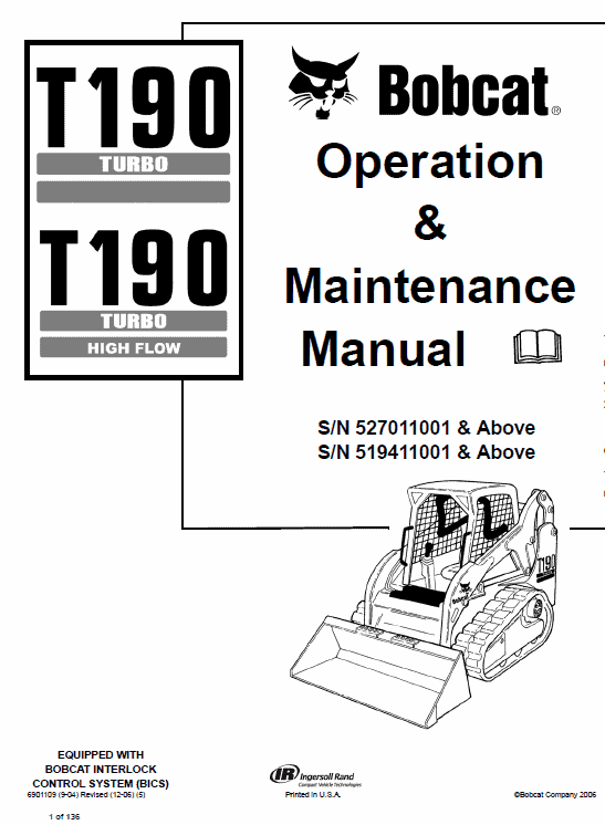 Bobcat T190 Turbo and Turbo High Flow Track Loader Service Manual