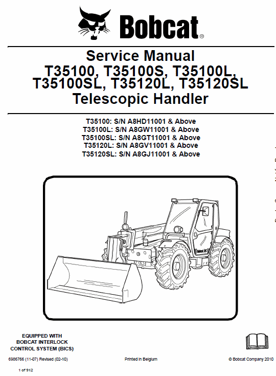 Bobcat T35100, T35100S, T35100L, T35100SL, T35120L, T35120SL Telescopic Manual