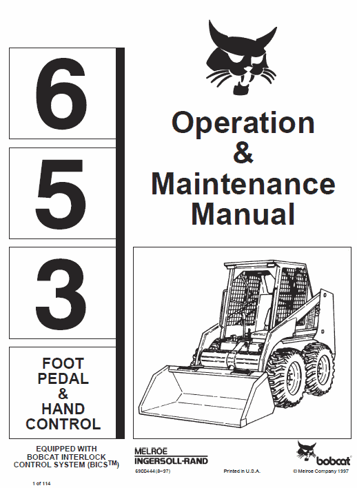 Bobcat 653 Skid-Steer Loader Service Manual