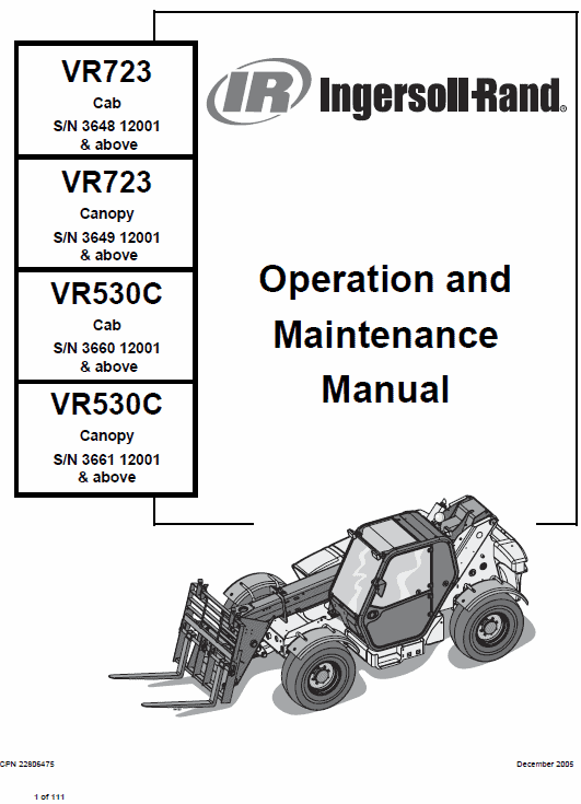 Bobcat V723 VersaHANDLER Telescopic Service Manual