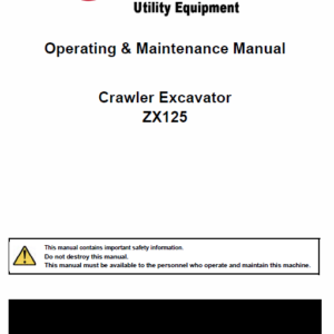 Bobcat ZX75 and ZX125 Excavator Service Manual