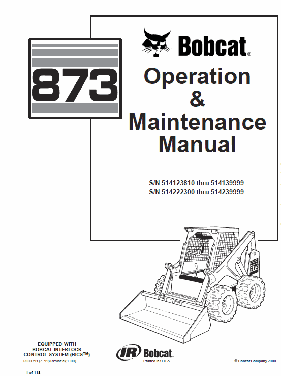 Bobcat 873 Skid-Steer Loader Service Manual