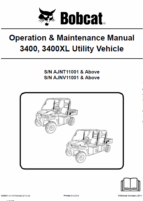 Bobcat 3400, 3400XL Utility Vehicle Service Manual