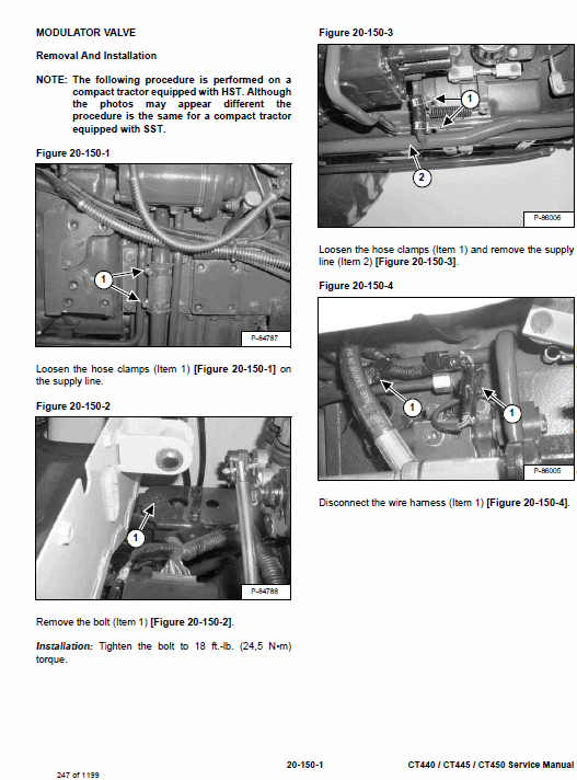 Bobcat CT440, CT445 and CT450 Compact Tractor Service Manual