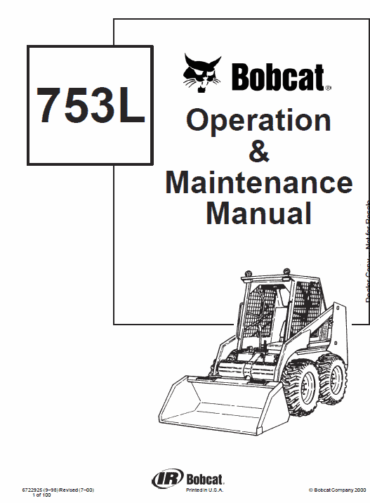 Bobcat 753 and 753HF Skid-Steer Loader Service Manual