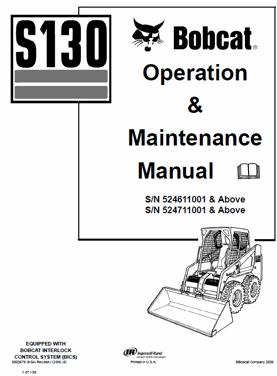 Bobcat S130 Skid-Steer Loader Service Manual