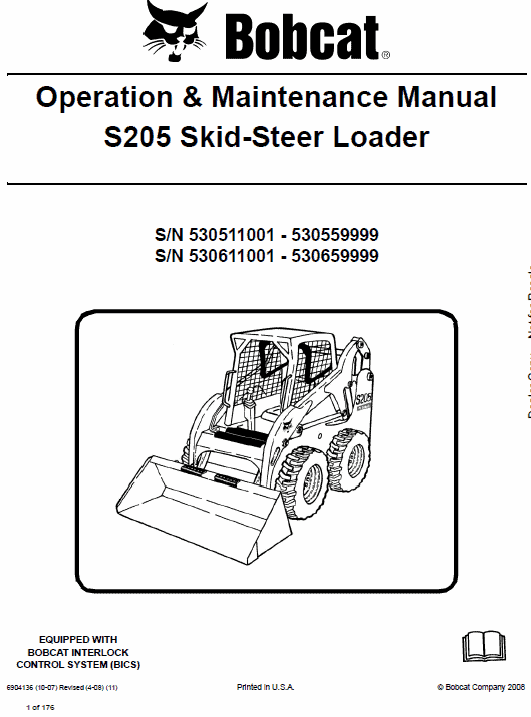 Bobcat S205 Skid-Steer Loader Service Manual