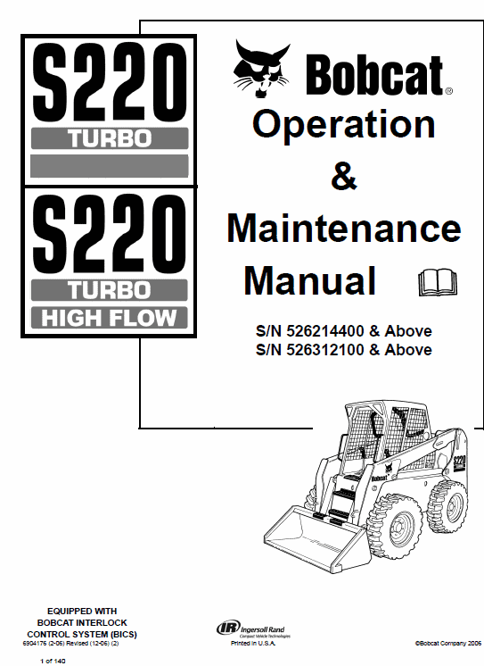 Bobcat S220 Turbo Skid-Steer Loader Service Manual