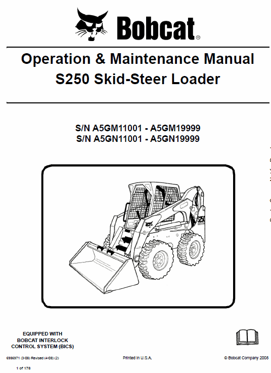 Bobcat S250 and S300 Skid-Steer Loader Service Manual