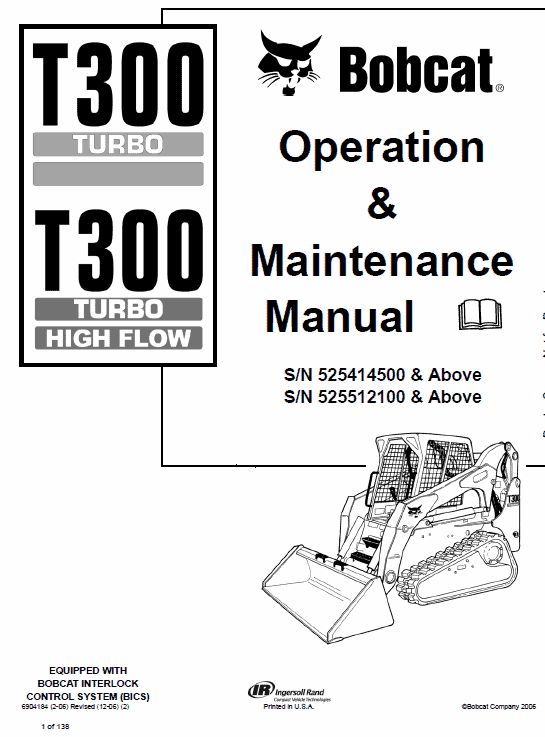 Bobcat T300 Turbo, T300 Turbo High Flow Service Manual