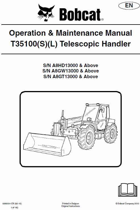 Bobcat T35100, T35100S, T35100L, T35100SL, T35120L, T35120SL Telescopic Manual