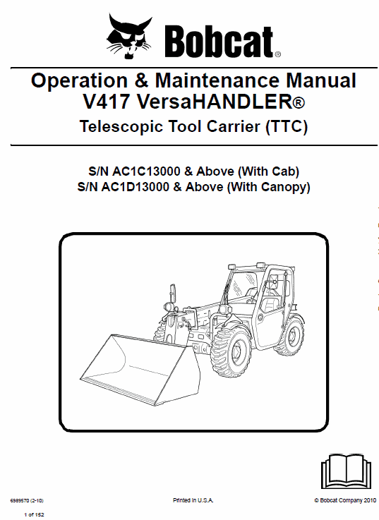 Bobcat V417 VersaHANDLER Telescopic Service Manual