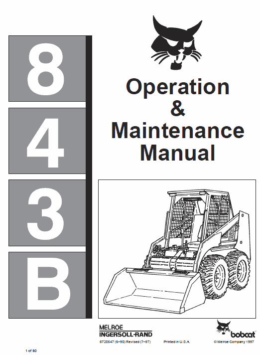 Bobcat 843 and 843B Skid-Steer Loader Service Manual