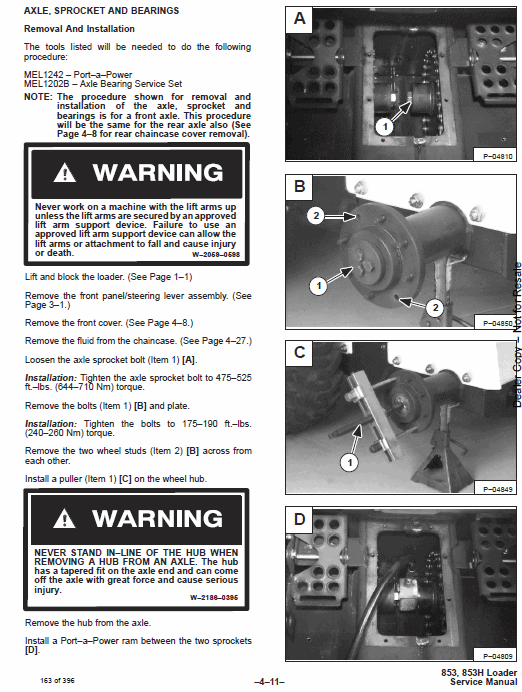 Bobcat 853 and 853H Skid-Steer Loader Service Manual