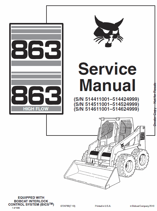 Bobcat 863 and 863H Skid-Steer Loader Service Manual