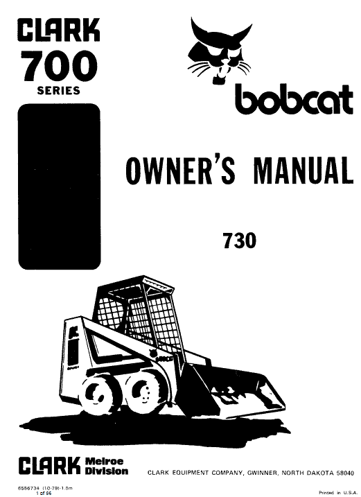 Bobcat 730, 731 and 732 Skid-Steer Loader Service Manual