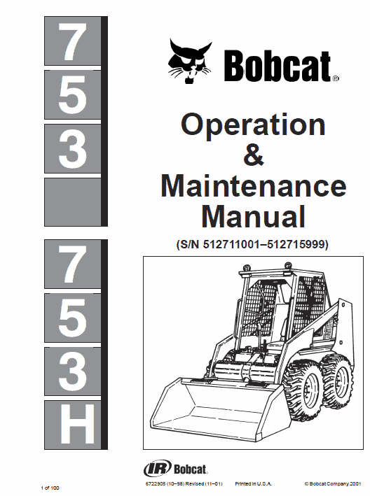 Bobcat 753 and 753HF Skid-Steer Loader Service Manual