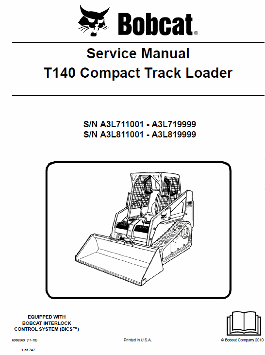 Bobcat T140 Compact Loader Service Manual