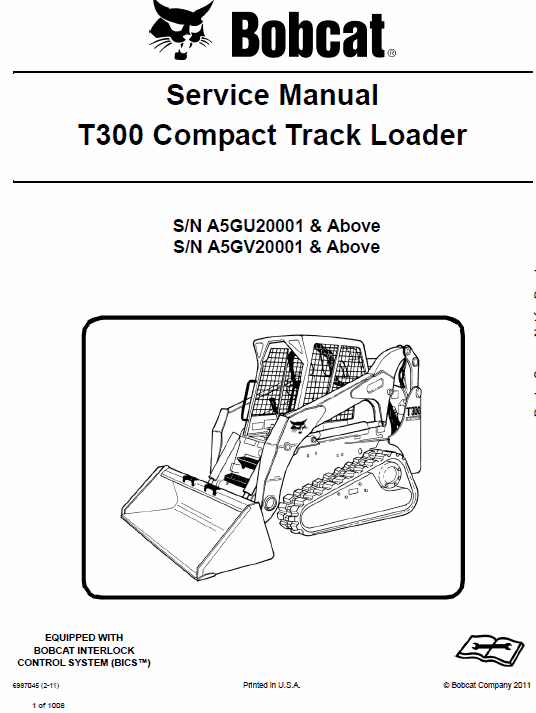 Bobcat T300 Loader Service Manual