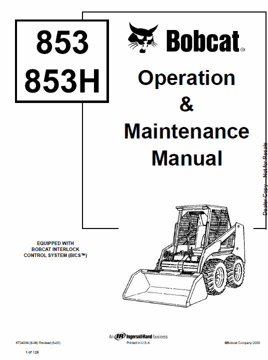 Bobcat 853 and 853H Skid-Steer Loader Service Manual