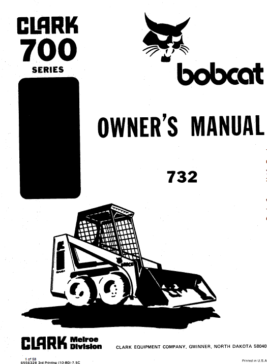 Bobcat 730, 731 and 732 Skid-Steer Loader Service Manual