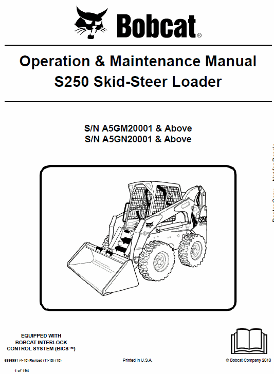 Bobcat S250 and S300 Skid-Steer Loader Service Manual