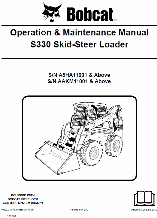 Bobcat S330 Skid-Steer Loader Service Manual