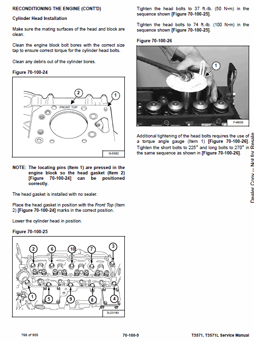 Bobcat T3571 and T3571L Telescopic Handler Service Manual