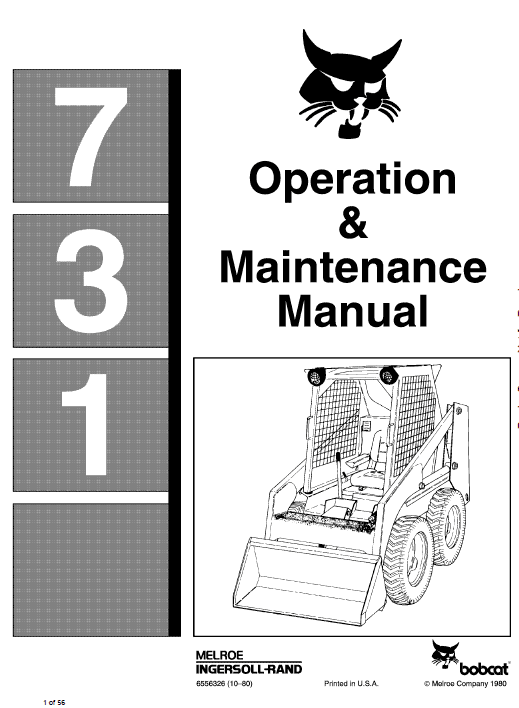 Bobcat 730, 731 and 732 Skid-Steer Loader Service Manual