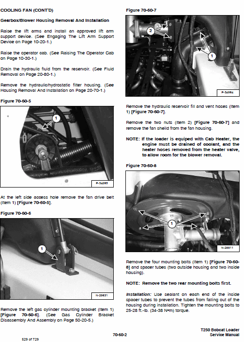 Bobcat T250 Turbo and Turbo High Flow Track Loader Service Manual