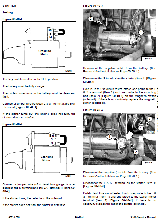 Bobcat S100 Skid-Steer Loader Service Manual