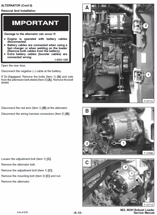 Bobcat 863 and 863H Skid-Steer Loader Service Manual