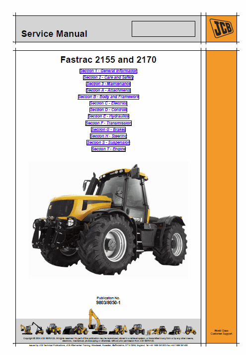 JCB 2155, 2170 Fastrac Service Manual